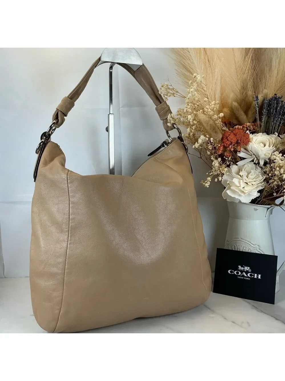 Coach Kristin Beige Leather Hobo Hand‎ Shoulder Bag